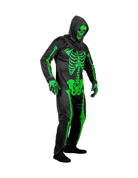 Déguisement Squelette Neon Homme (tenue, gants, masque)