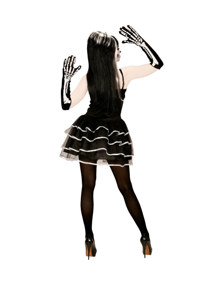 Déguisement squelette femme (robe, gants)