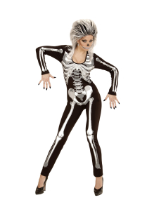 Combinaison squelette femme noire et blanche