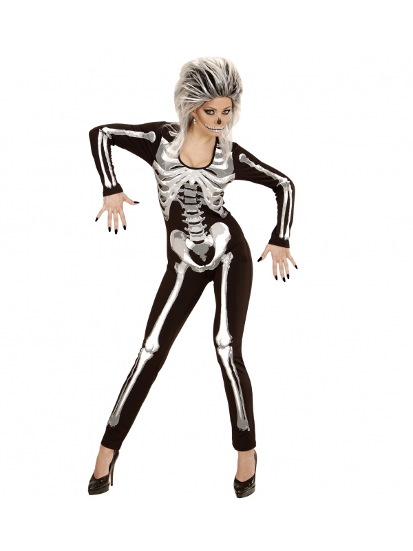 Combinaison squelette femme noire et blanche