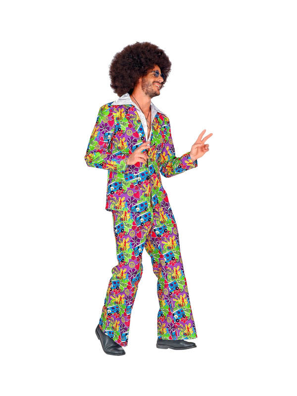 Déguisement Années 70 Groovy à motifs Peace Homme (veste, pantalon)