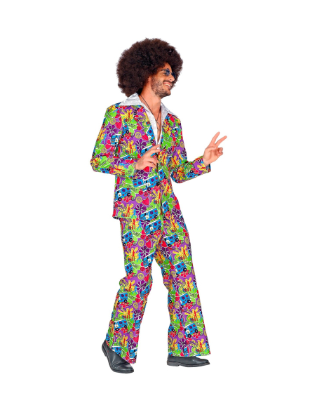 Déguisement Années 70 Groovy à motifs Peace Homme (veste, pantalon)
