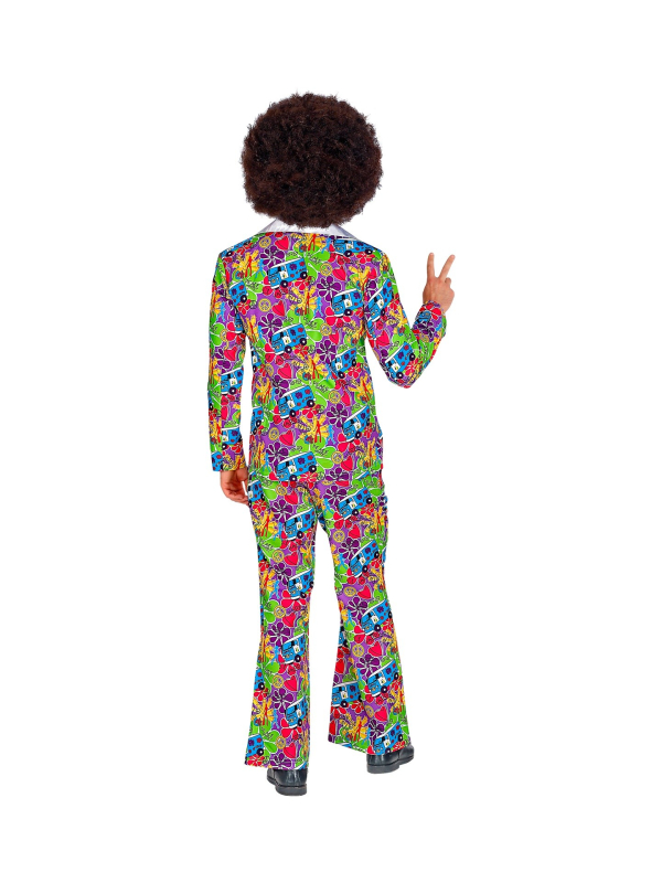 Déguisement Années 70 Groovy à motifs Peace Homme (veste, pantalon)