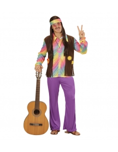 Déguisement Hippie Homme (chemise avec gilet, pantalon, tour de tête)