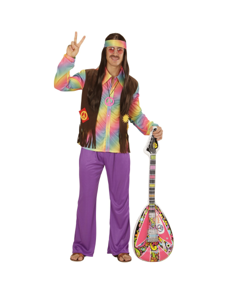 Déguisement Hippie Homme (chemise avec veste, pantalon, tour de tête)