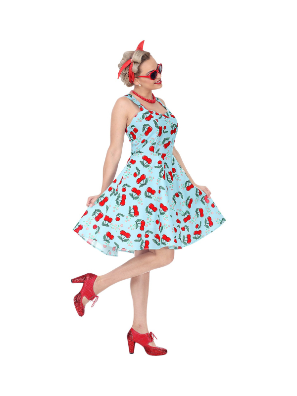 Déguisement femme années 50 (robe bleue avec jupon)