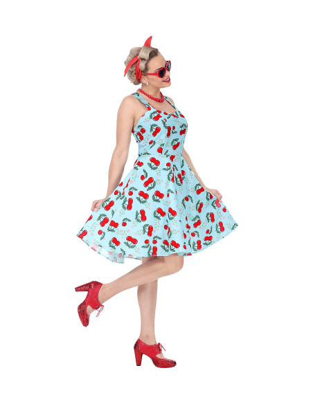 Déguisement femme années 50 (robe bleue avec jupon)