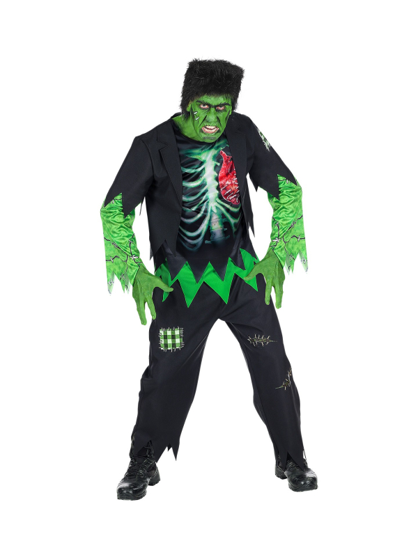 Déguisement Monstre de Laboratoire Homme (veste avec chemise, pantalon, perruque)