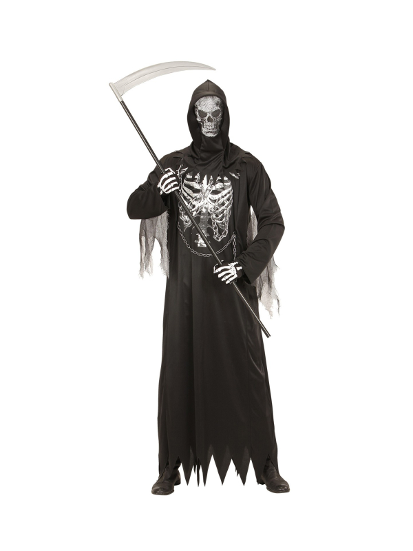 Déguisement Fossoyeur noir et gris, garçon  (tunique avec chaine, masque à capuche)