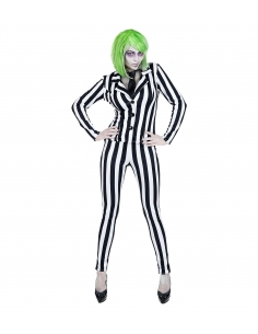Déguisement clown fantôme, femme, noir et blanc (veste, pantalon, cravate)
