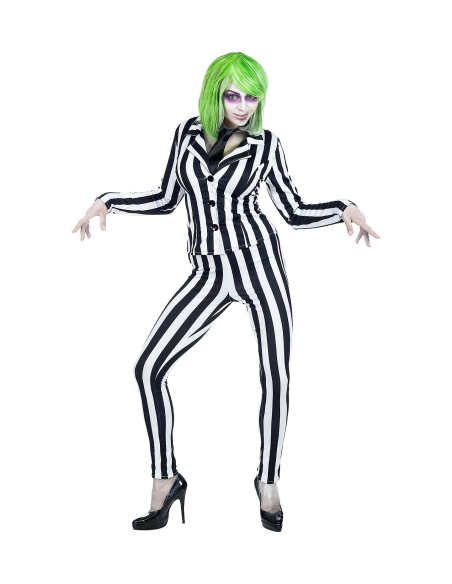 Déguisement clown fantôme, femme, noir et blanc (veste, pantalon, cravate)