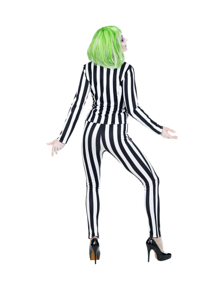 Déguisement clown fantôme, femme, noir et blanc (veste, pantalon, cravate)