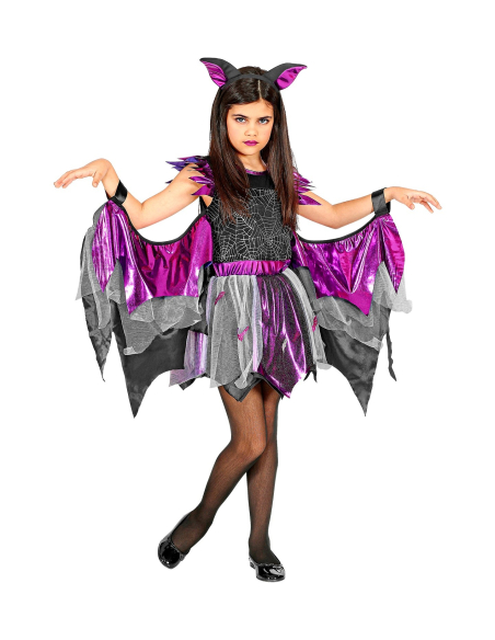 Déguisement Chauve-souris fille noir et violet (robe tutu avec ailes, oreilles)