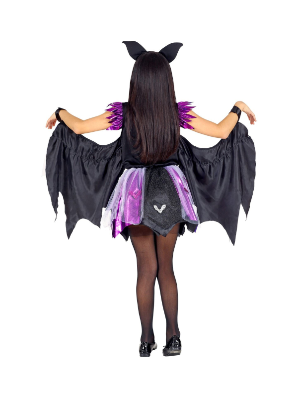 Déguisement Chauve-souris fille noir et violet (robe tutu avec ailes, oreilles)