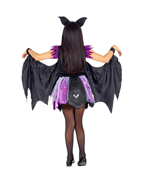 Déguisement Chauve-souris fille noir et violet (robe tutu avec ailes, oreilles)