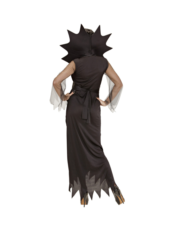Déguisement femme araignée noir (robe, ceinture avec maxi col)
