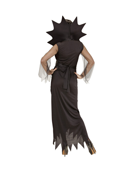 Déguisement femme araignée noir (robe, ceinture avec maxi col)