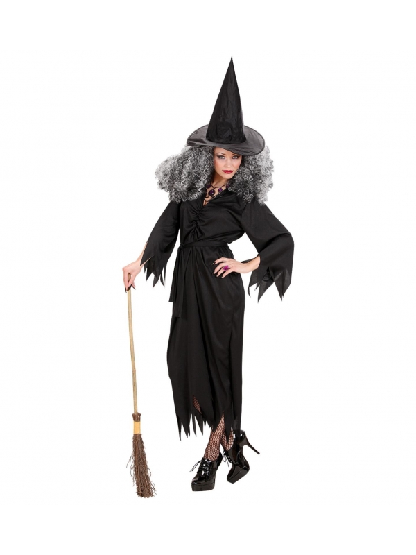 Déguisement sorcière, femme (robe, ceinture, chapeau)