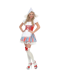 Déguisement femme hollandaise (robe avec jupon, tablier, chapeau)