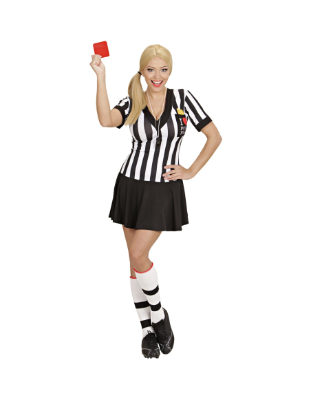 Déguisement femme arbitre (robe, sifflet, cartons jaunes et rouges)