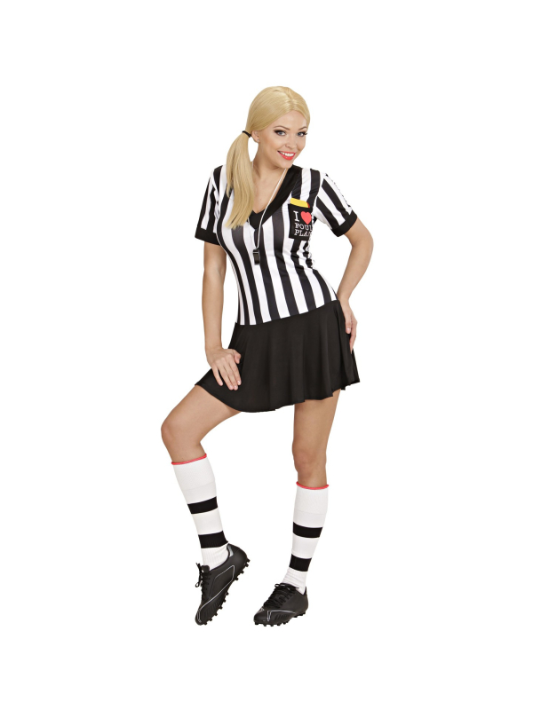 Déguisement femme arbitre (robe, sifflet, cartons jaunes et rouges)