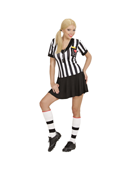 Déguisement femme arbitre (robe, sifflet, cartons jaunes et rouges)