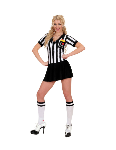Déguisement femme arbitre (robe, sifflet, cartons jaunes et rouges)