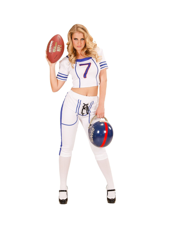 Déguisement femme joueuse de foot ball américain blanc (top, pantalon)
