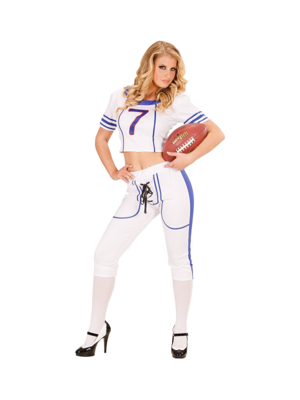 Déguisement femme joueuse de foot ball américain blanc (top, pantalon)