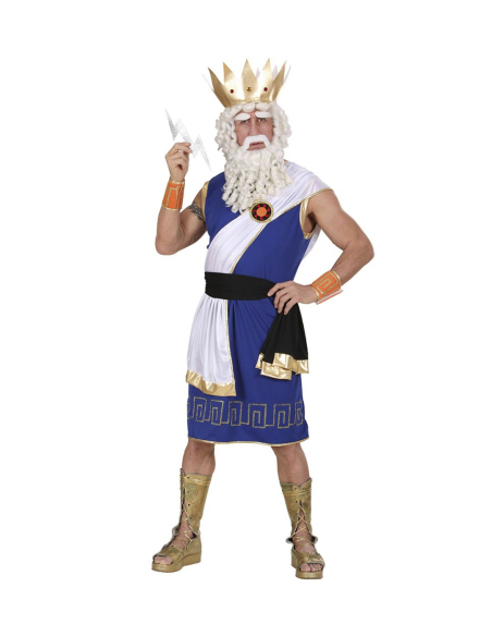Déguisement ZEUS (tunique, ceinture, étole, bracelets, couronne, éclair)