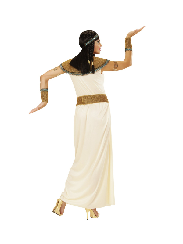 Déguisement Cléopâtre blanc (robe, ceinture, collier, poignets, bandeau)