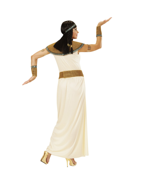 Déguisement Cléopâtre blanc (robe, ceinture, collier, poignets, bandeau)