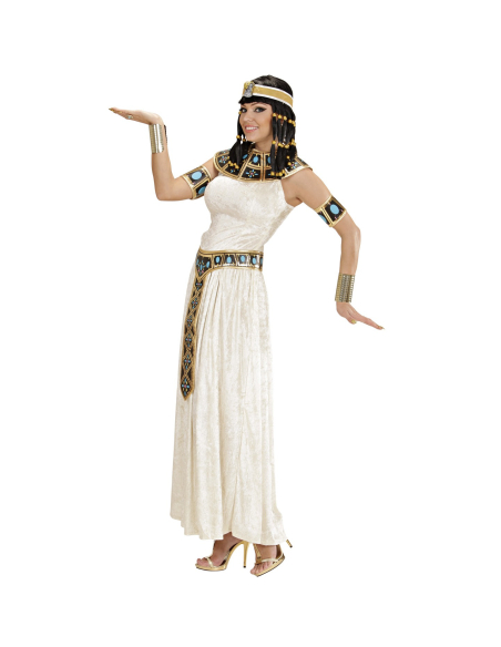 Déguisement Reine Egyptienne blanc (robe, collar, ceinture, bracelets)