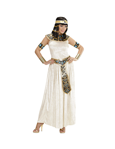 Déguisement Reine Egyptienne blanc (robe, collar, ceinture, bracelets)