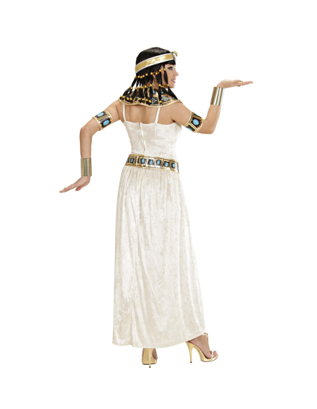 Déguisement Reine Egyptienne blanc (robe, collar, ceinture, bracelets)