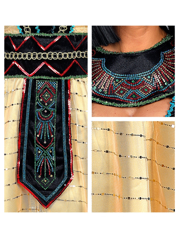Déguisement Reine d'Egypte Femme (robe avec cape, bracelets, bandeau)