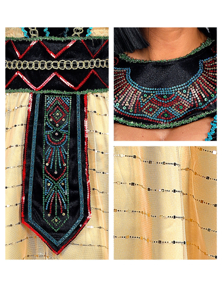 Déguisement Reine d'Egypte Femme (robe avec cape, bracelets, bandeau)
