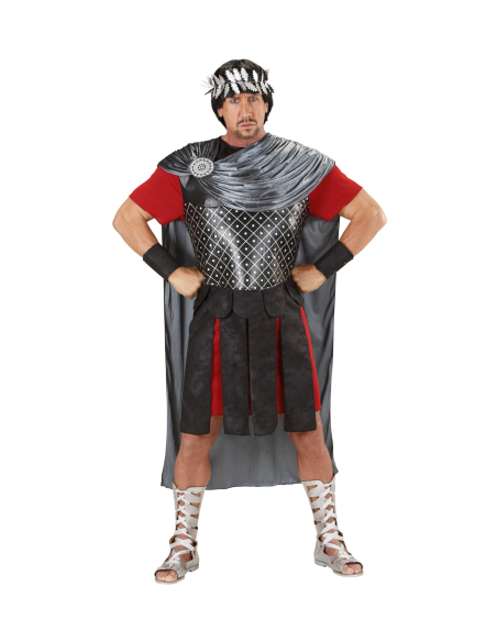 Déguisement Empereur Romain en Armure (tunique avec drap, cape et jupe, bracelets, couronne de laurier)