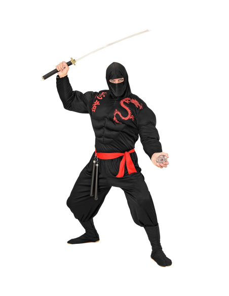 Déguisement Super Ninja Muscle Adulte (chemise à capuche musclée, masque, pantalon, ceinture)