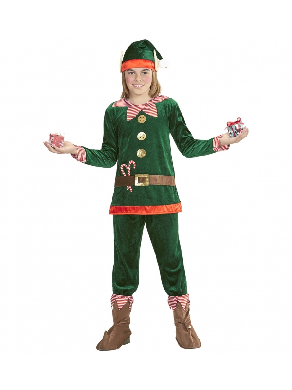 Elfe enfant vert (veste, pantalon, sur-chaussures, bonnet avec oreilles)