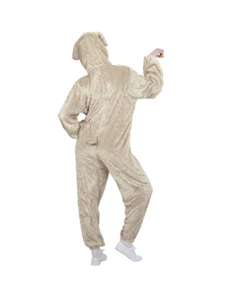 Déguisement Agneau en Peluche Beige Adulte (combinaison à capuche-masque)