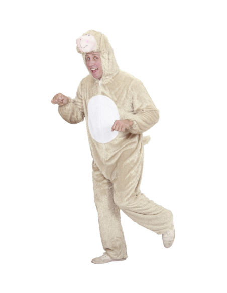 Déguisement Agneau en Peluche Beige Adulte (combinaison à capuche-masque)