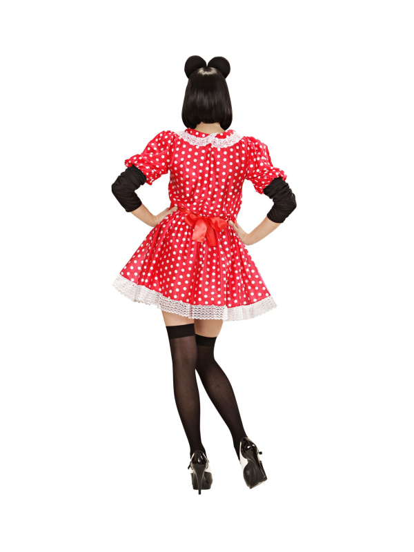 Déguisement Souris femme rouge à pois blancs (robe, ceinture, serre -tête oreilles)