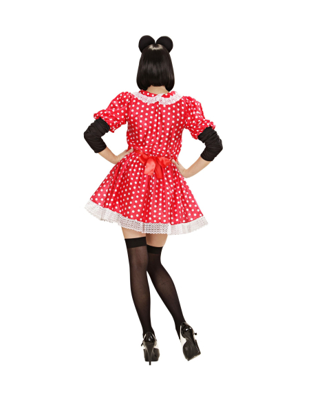 Déguisement Souris femme rouge à pois blancs (robe, ceinture, serre -tête oreilles)