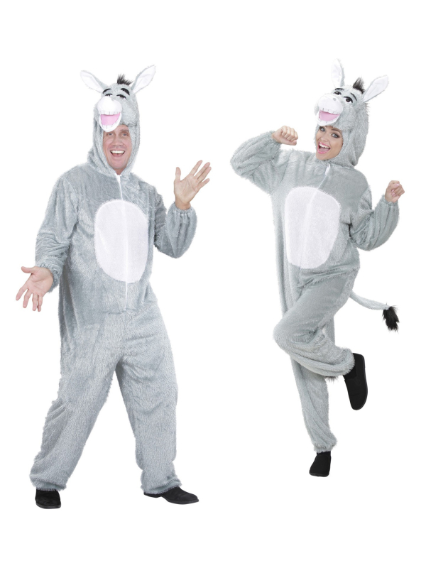 Déguisement Ane en Peluche Grise Adulte (combinaison à capuche-masque)