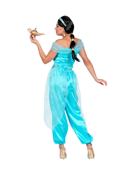 Déguisement Princesse Arabe bleu Femme (haut, pantalon, bandeau)