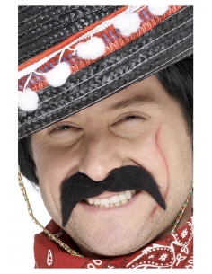 Moustache de bandit mexicain, noire, autoadhésive