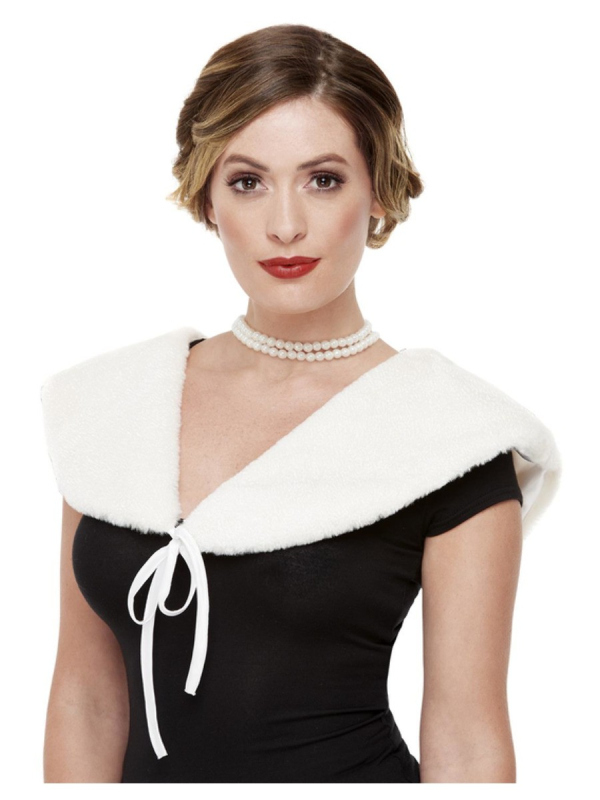 Étole blanche années 20, femme