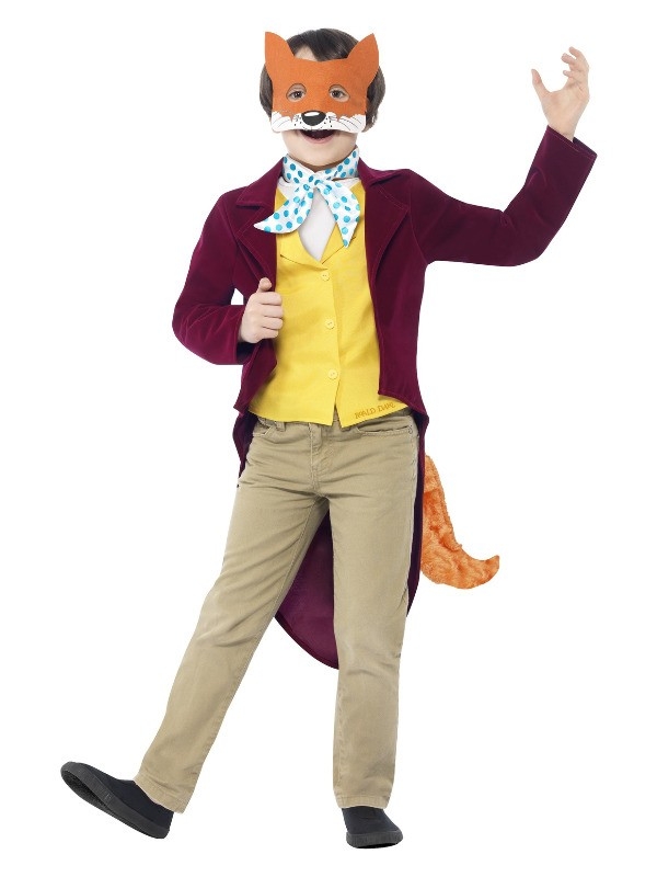 Déguisement Roald Dahl Fantastic Mr Fox, Bordeaux veste, queue, gilet, masque et cravate