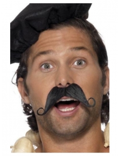 Moustache à la française, noire, autoadhésive